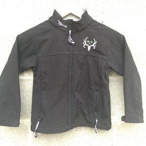 Bone Collector Boys Black Jacket Sz Small Outdoors Full Zip Front Pockets Logo